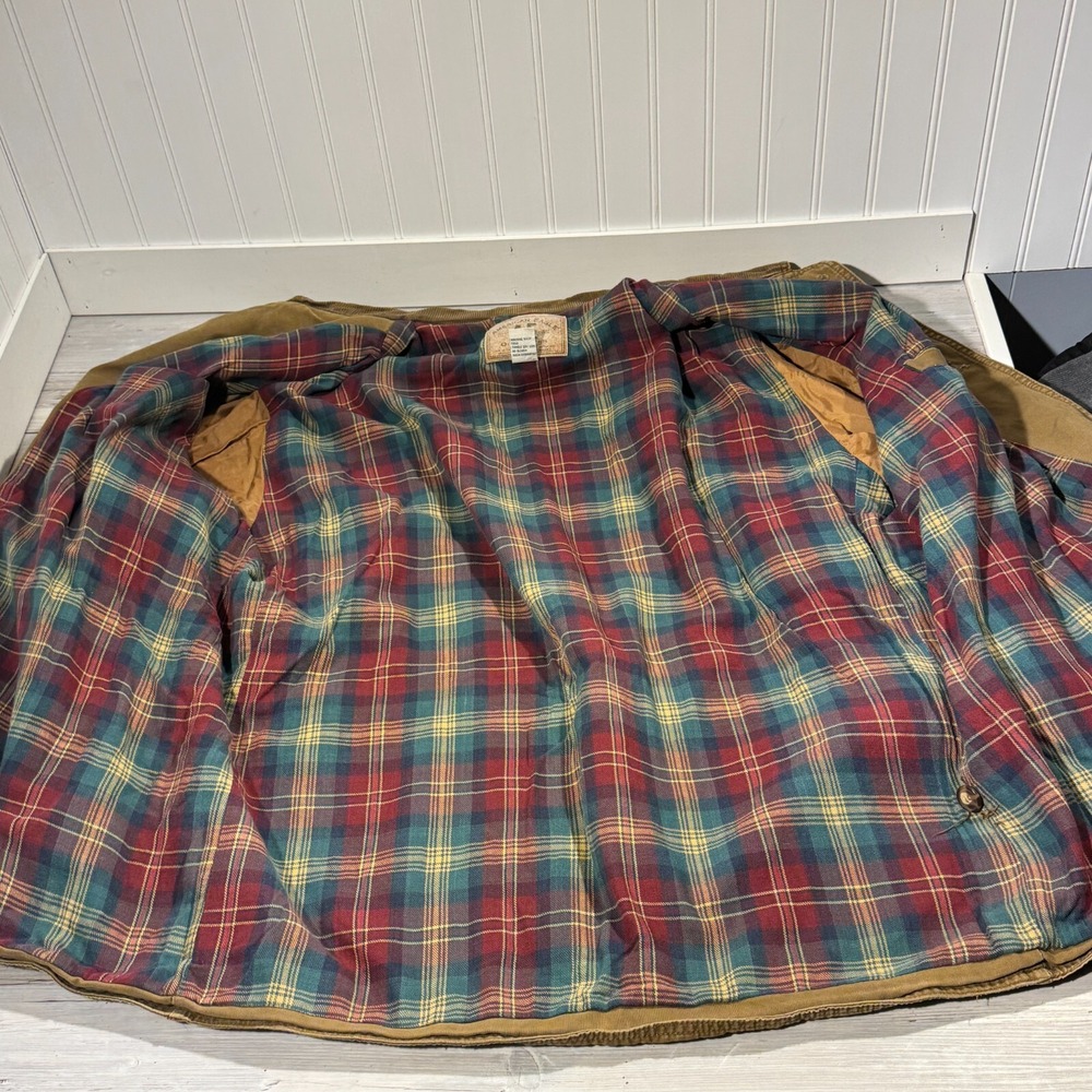 American Eagle Jacket Men XL Khaki Chore Barn Coat Flannel Lined Corduroy Collar - Picture 11 of 11